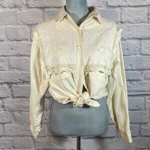 Vintage Amrav cream colored denim shirt/blouse
